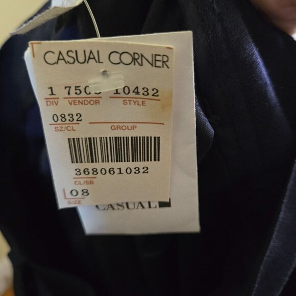 Casual Corner NWT Linen Blend Belted Cuffed Pleated Navy Dress Pants Size 8 - Picture 4 of 5